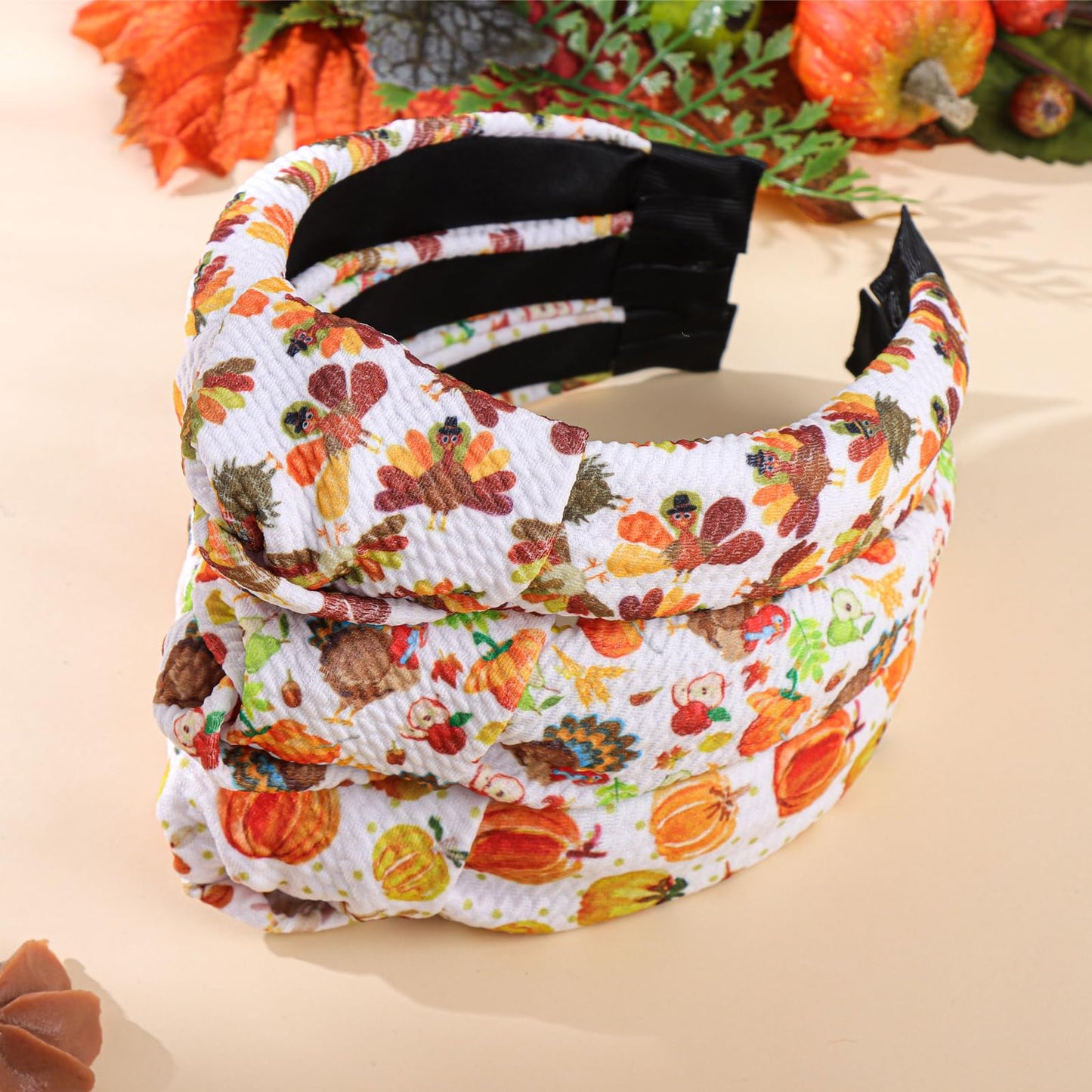 YanJie Thanksgiving Turkey Headbands for Women Girls Fall Headbands Maple Leaves Pumpkin Acorn Harvest Hair Hoop for Autumn Thanksgiving Party Gift Accessories 3 Pcs