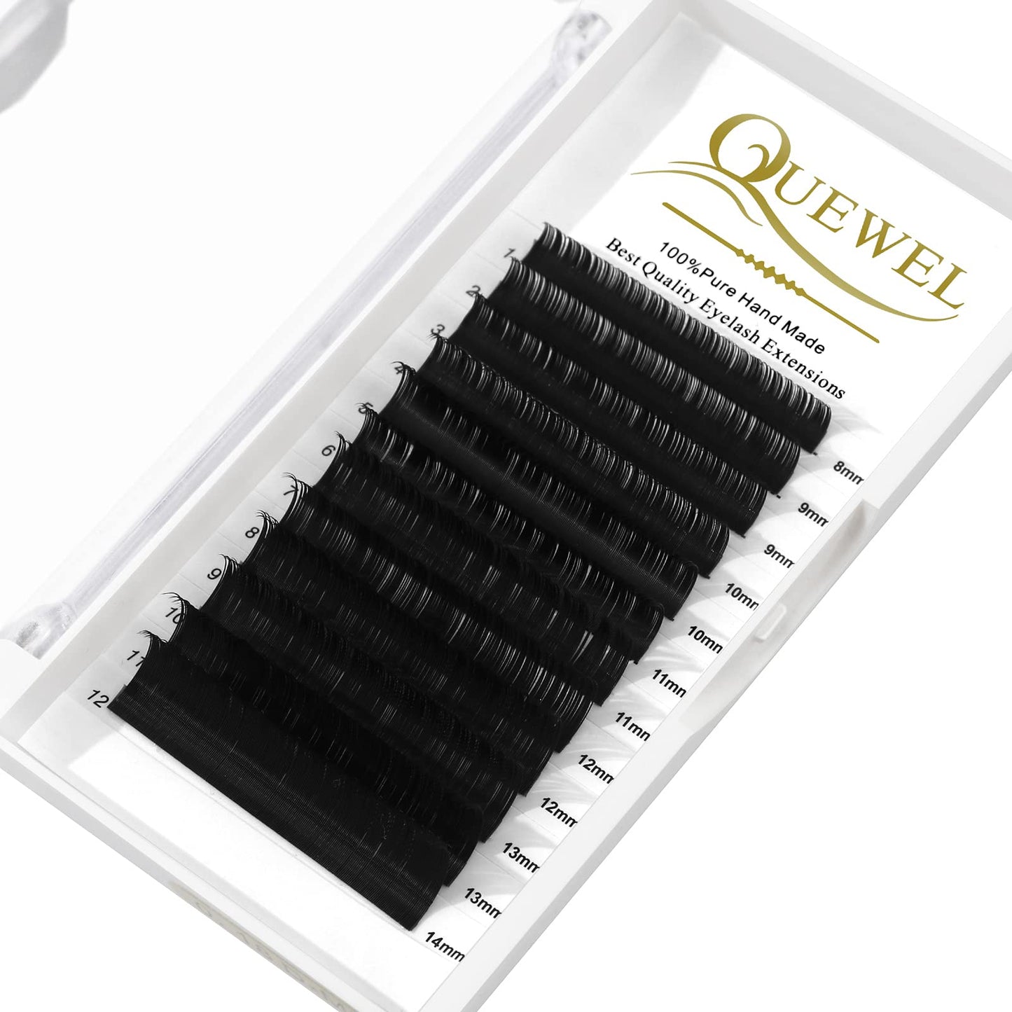 QUEWEL Eyelash Extension Supplies 0.15 C Curl Mix-8-14mm Classic Individual Lash Extensions|Optinal 0.03/0.05/0.07/0.10/0.15/0.20 C/D Single 8-25mm Mix 8-14mm 15-20mm 20-25mm|(0.15 C MIX-8-14mm)