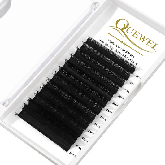 QUEWEL Eyelash Extension Supplies 0.15 C Curl Mix-8-14mm Classic Individual Lash Extensions|Optinal 0.03/0.05/0.07/0.10/0.15/0.20 C/D Single 8-25mm Mix 8-14mm 15-20mm 20-25mm|(0.15 C MIX-8-14mm)