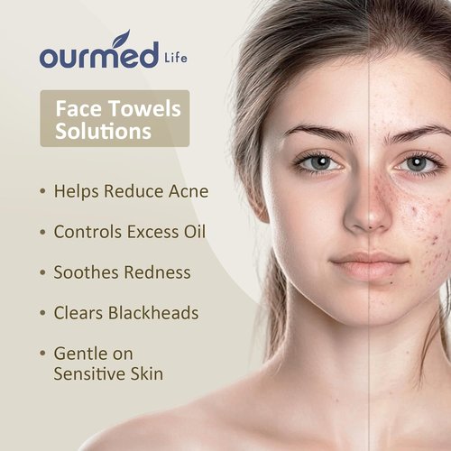 Ourmed Life Biodegradable Face Towels - Lint-Free, Extra Large 10"×12" Wipes for Sensitive Skin | 50 Count
