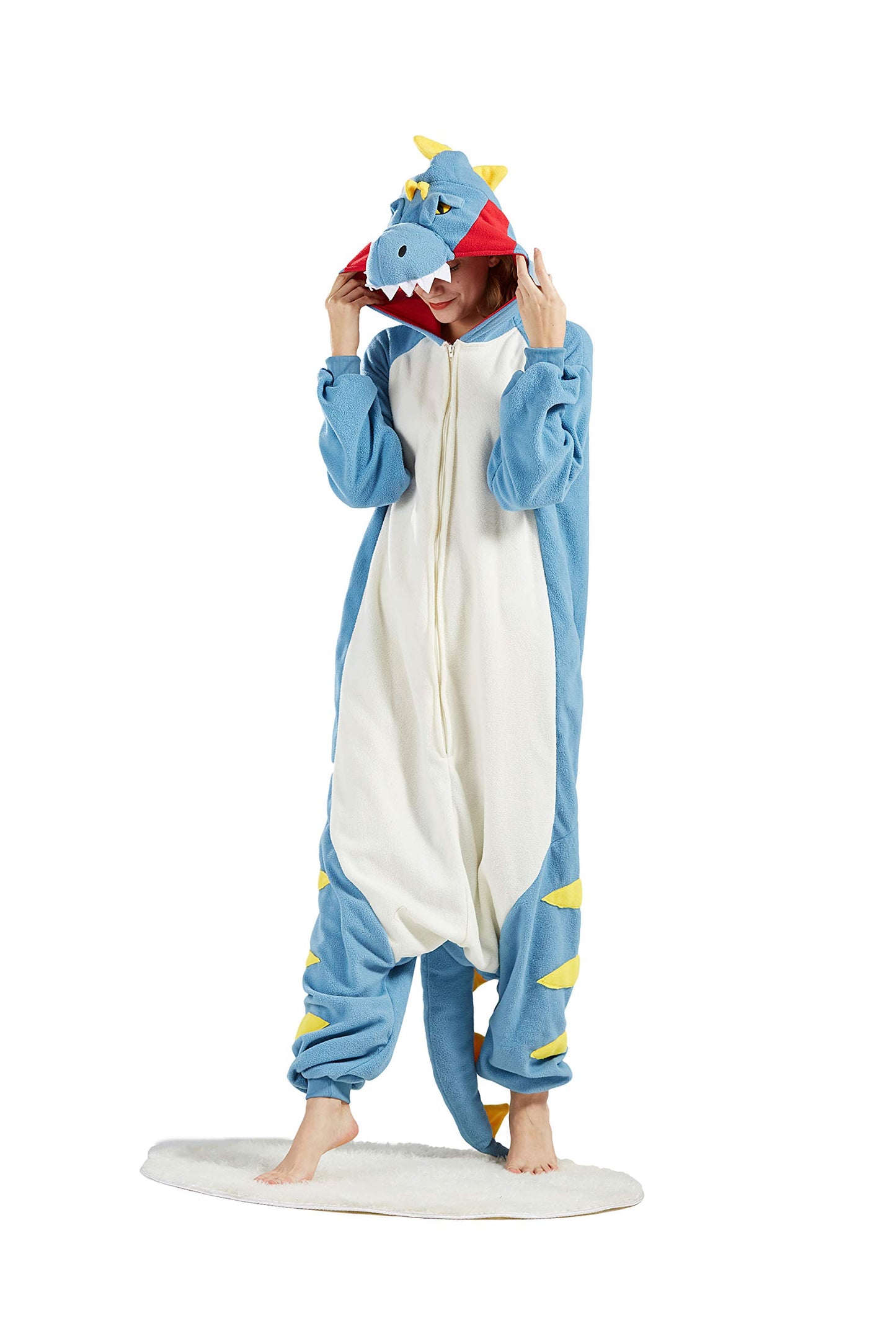 DarkCom Unisex Adult Animal Sleepwear Onesie Christmas Pajamas Cosplay Tyrannosaurus Homewear One Piece Unisex Sleepwear Small