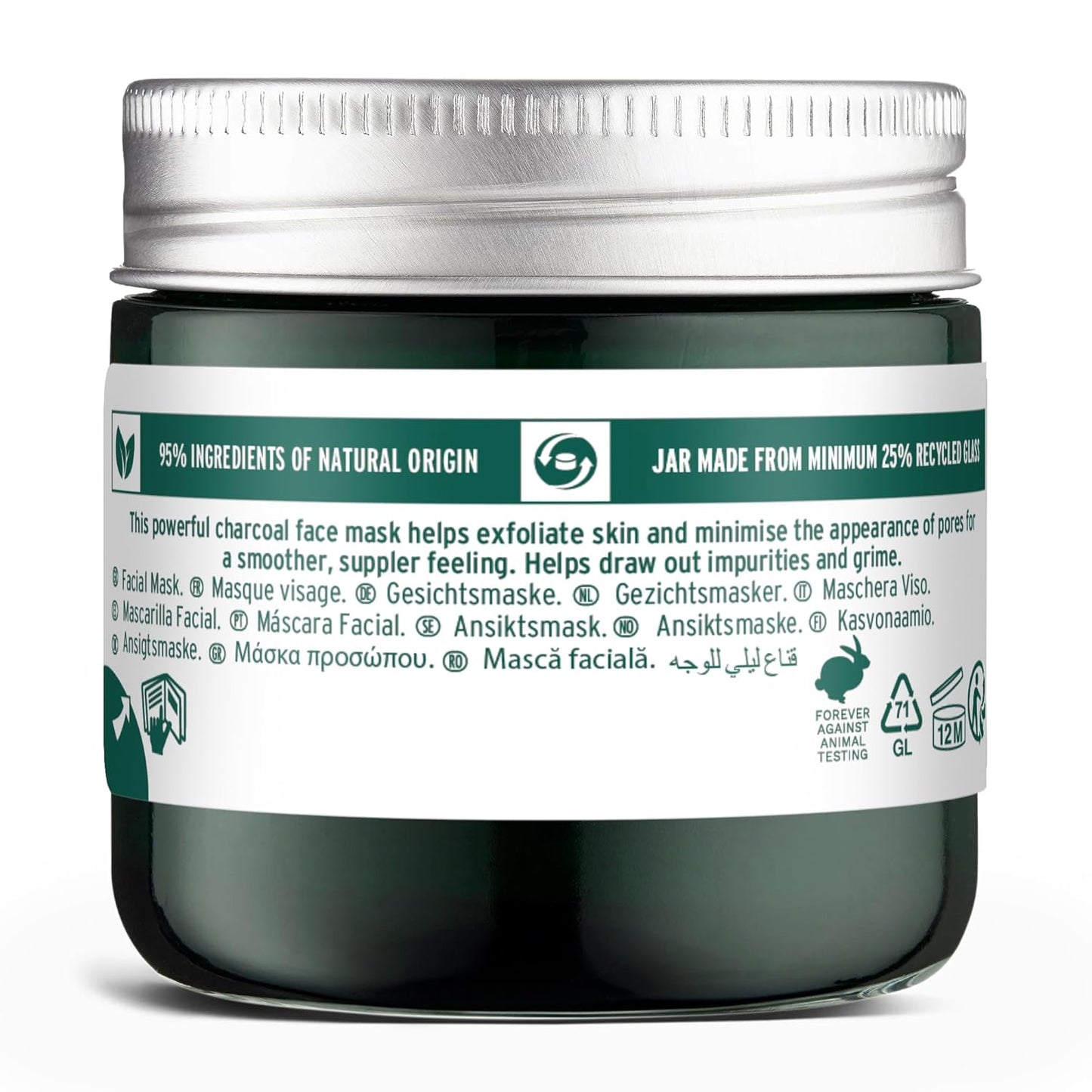 The Body Shop Charcoal Pore-Minimizing Mask - Clay-Based Exfoliating Face Mask | Absorbs Oils & Impurities, 75 ml