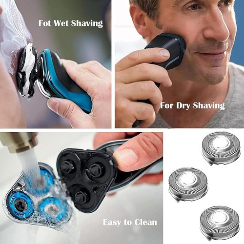 Philips SH50/52 Replacement Heads - Compatible with Series 5000 Electric Shaver | 3-Pack with Brush