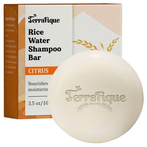 Rice Water Shampoo Bar - Nourishing Citrus Scent Shampoo with Cocoa & Shea Butter for Hair Growth - 3.5 Oz