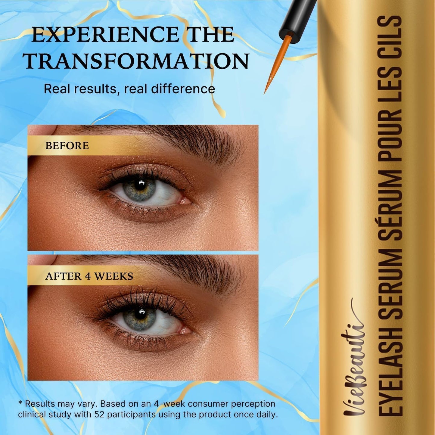 VieBeauti Eyelash Growth Serum 5mL - Advanced Vegan Formula for Longer, Fuller Lashes | Gentle for Sensitive Eyes