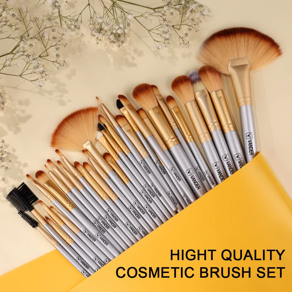 Makeup Brushes, VANDER Professional 32pcs Foundation, Concealer, Eyeshadow & Eyeliner Cosmetic Brush Set, Champagne (Cosmetic Bag Not Included)