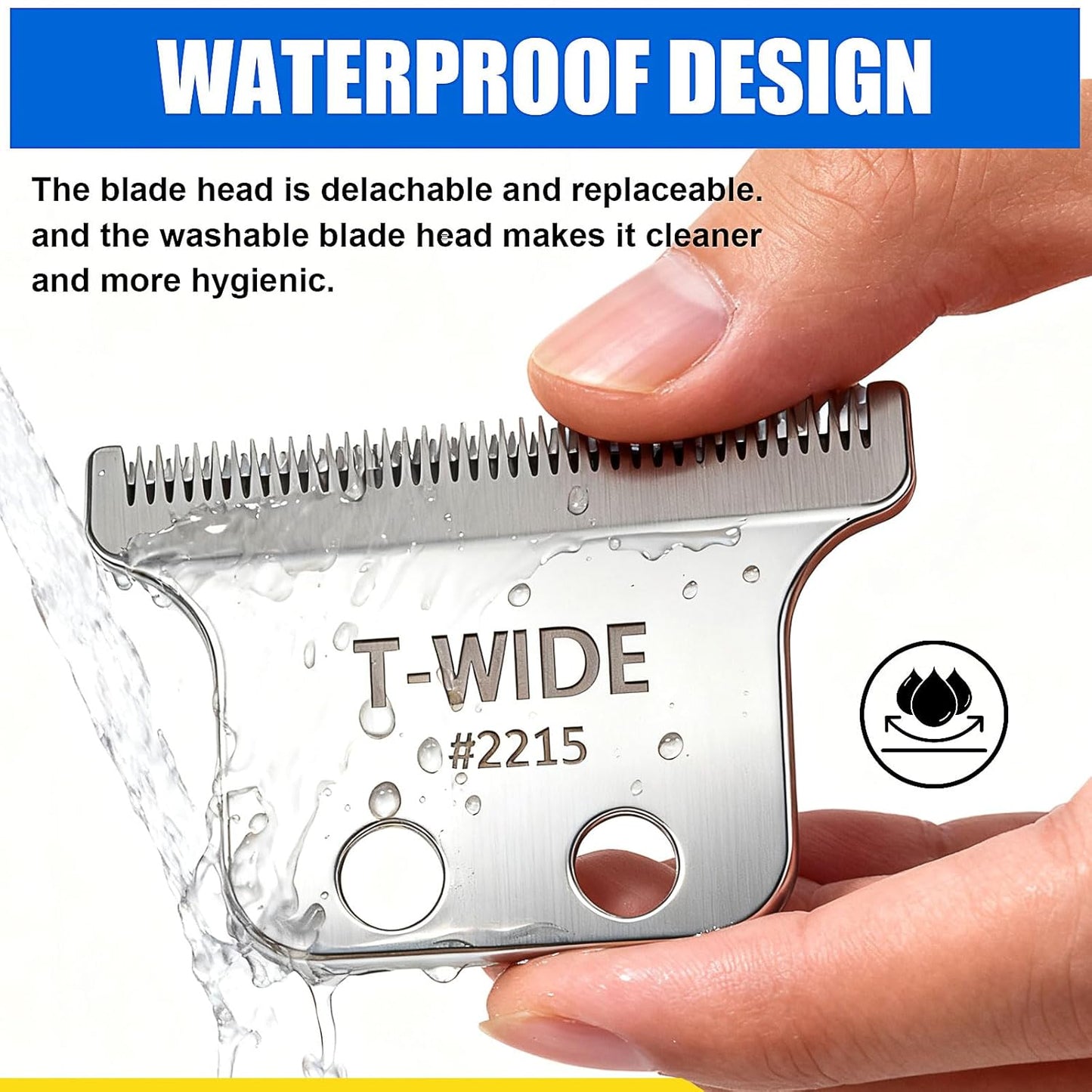 Wahl 2215 Replacement T Wide Blades - Adjustable Stainless Steel Zero-Gap for 5 Star Detailer Li Trimmer (1PC, Silver)