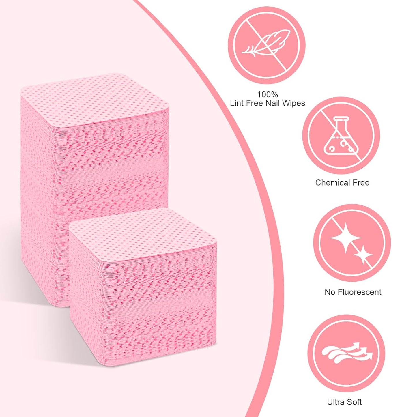 Skiennix Lint-Free Nail Wipes - 540PCS Super Absorbent Soft Polish Remover & Eyelash Extension Wipes