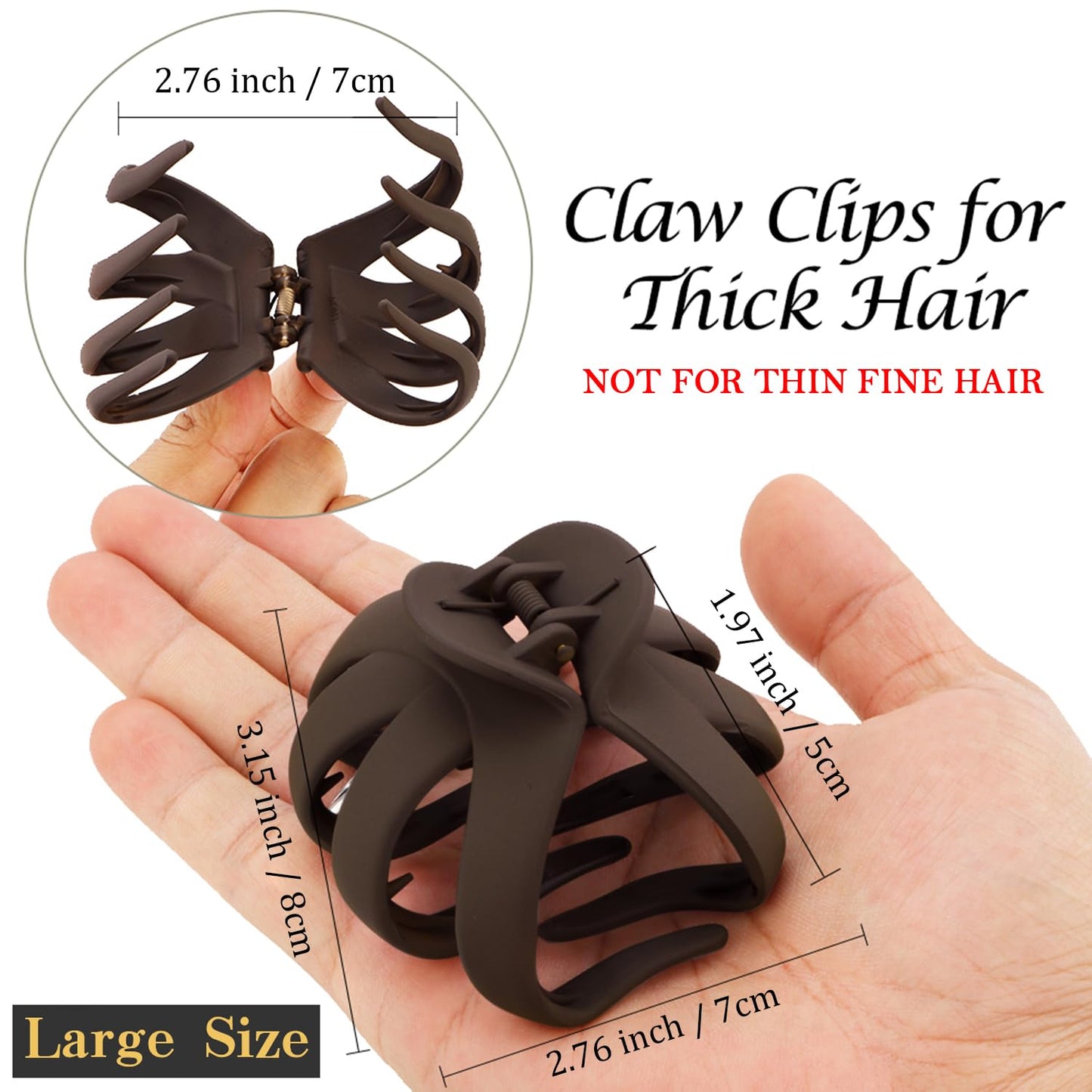 Hair Clips Claw Clips for Thick Hair 5Pcs Large Hair Clips 3.15'' Big Octopus Hair Clip Long Thick Medium Hair Neutral Jumbo Jaw Clips Hair Accessories for Women Girls