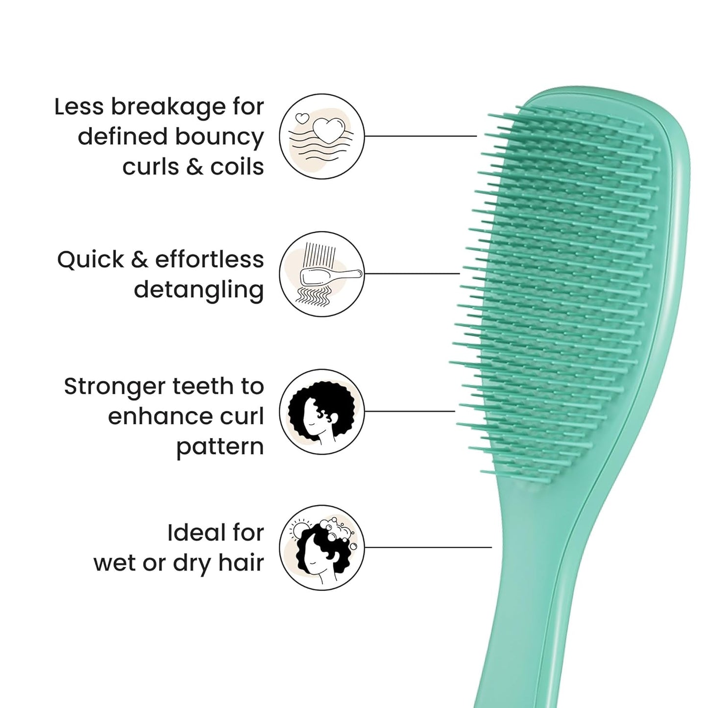 Tangle Teezer Ultimate Detangler Brush - Reduces Frizz & Breakage for Curly Hair | Aqua Green