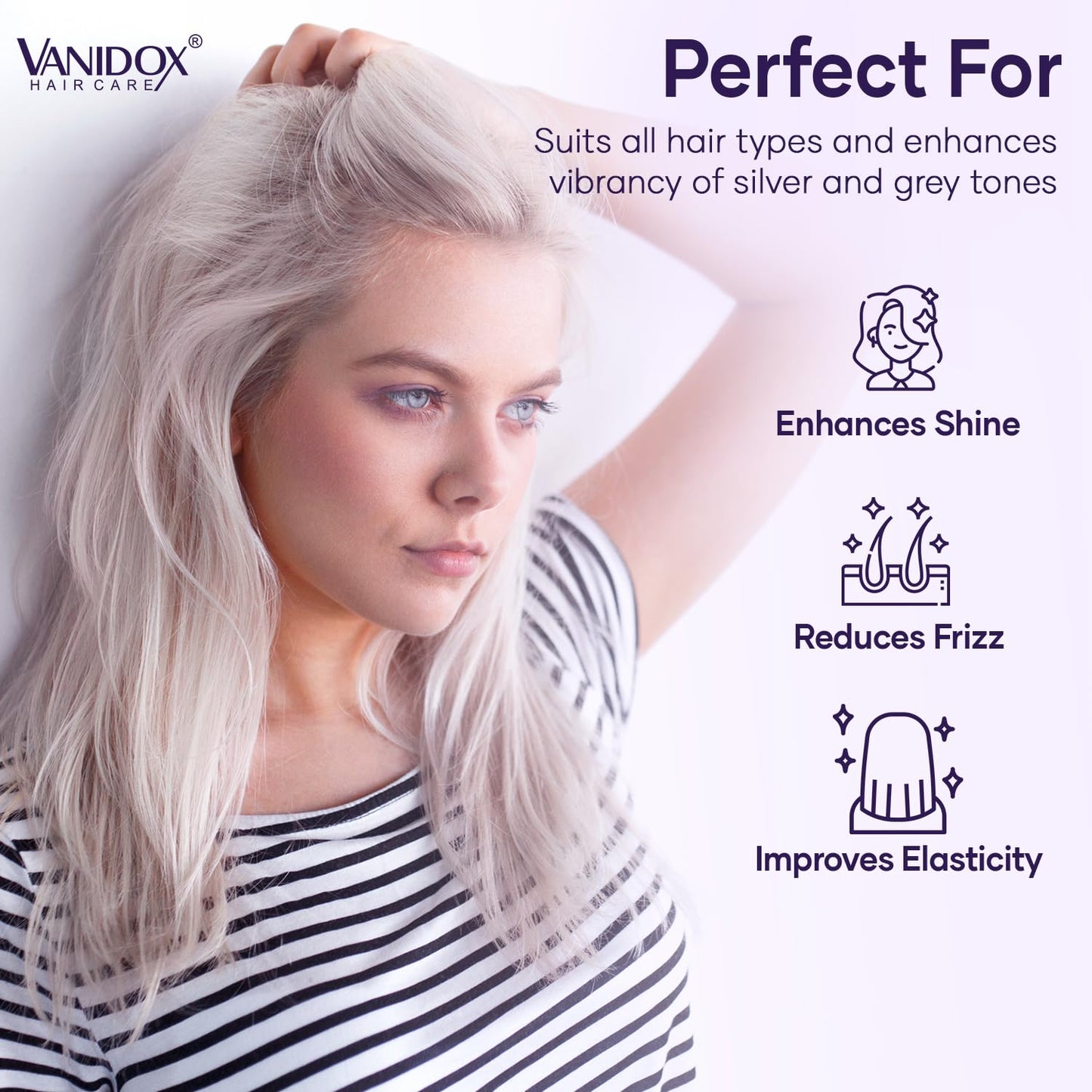 VANIDOX Purple Shampoo & Conditioner Set - Sulfate-Free, Moisturizing for Grey & Silver Hair | 16 fl oz Each