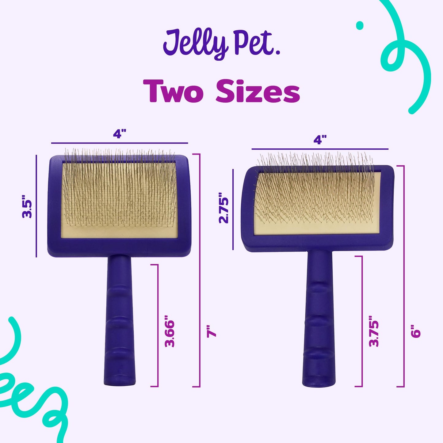 Jelly Pet Universal Slicker Brush for Dogs, Dog Grooming Brush, Remove Tangles/Dead Undercoat, Tuffer Than Tangles, Doodle Huskie Sheep Dog Golden Retriever German Shepherd, Soft Pin, Purple, Large