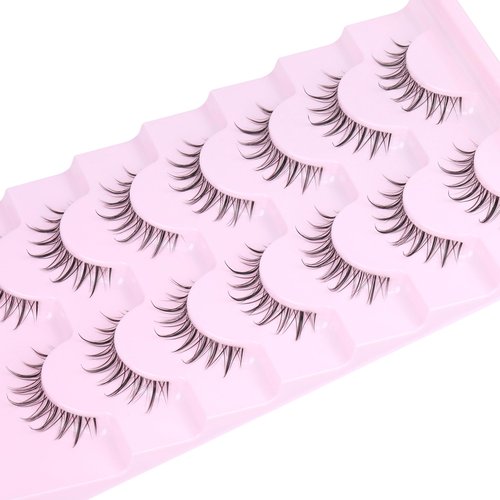 Manga Lashes Natural Look Anime Lashes with Clear Band Manga Eyelashes Asian Korean Style Cute Anime Eyelashes Natural Wispy 3D Lashes 7 Pairs Pack by EYDEVRO