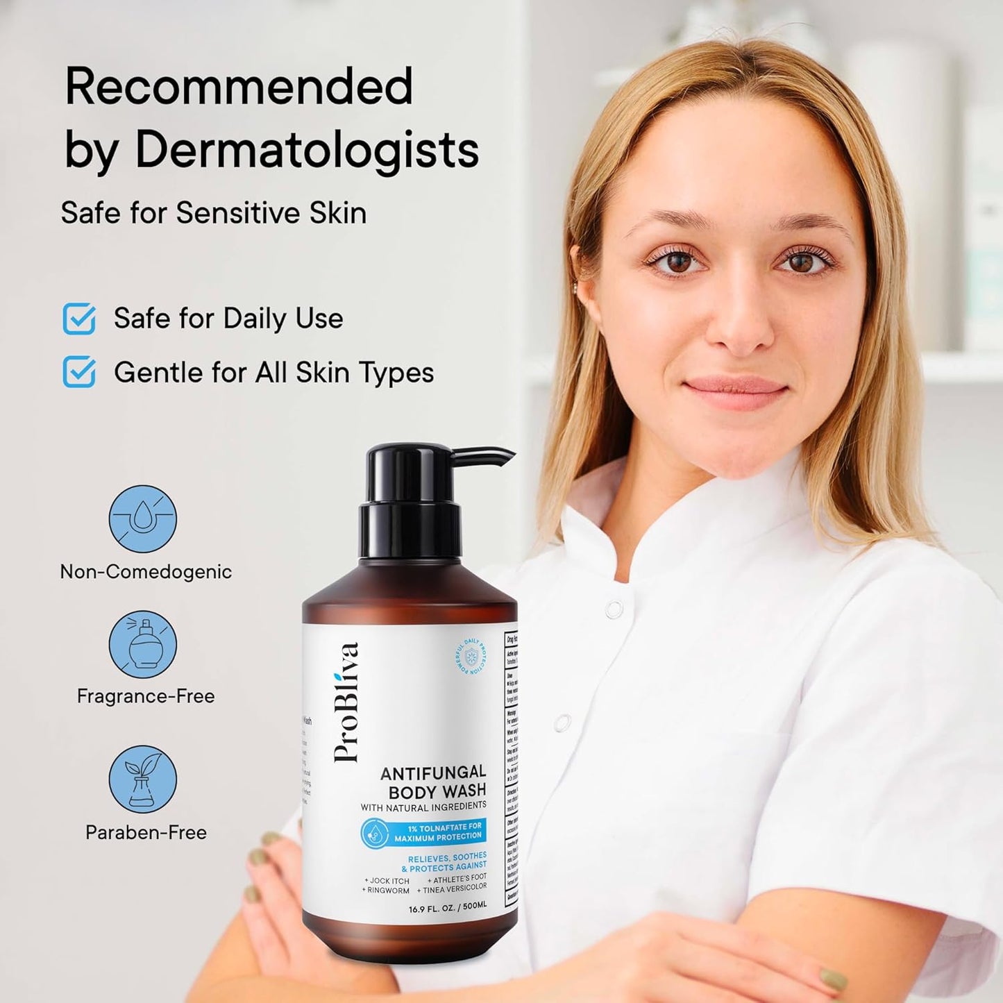 Skiennix Antifungal Body Wash - Medicated Treatment for Jock Itch, Ringworm & Foot Odor | Tea Tree Oil Gel