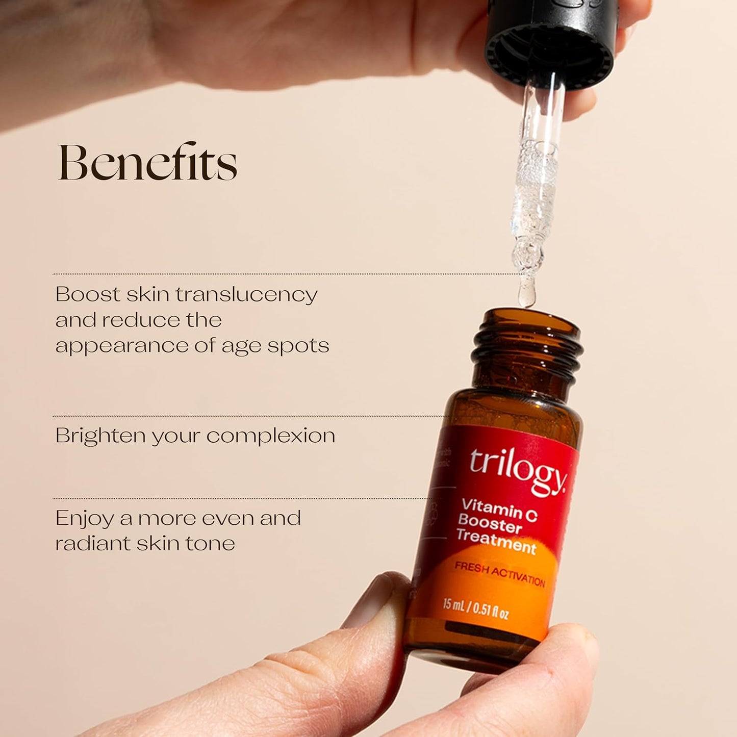 Trilogy Vitamin C Booster Treatment - Illuminating Serum with Hyaluronic Acid | 0.51 fl oz