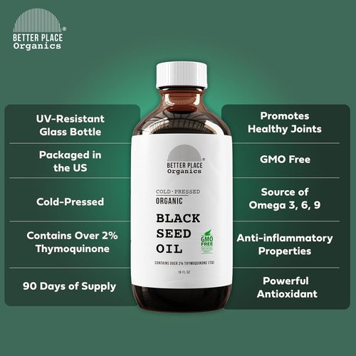 Organic Black Seed Oil - 100% Virgin Cold Pressed | Super Antioxidant for Joints, Hair, Skin & Nails | 16 oz