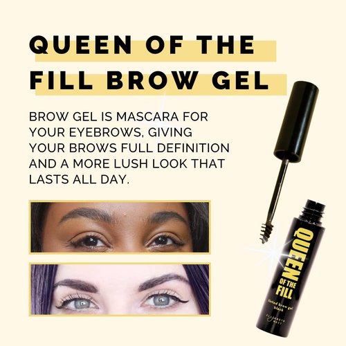 Elizabeth Mott Queen of the Fill Tinted Eyebrow Gel - Volumizing Brow Filler & Setter - Water-Resistant, Dark Medium Brown 4g