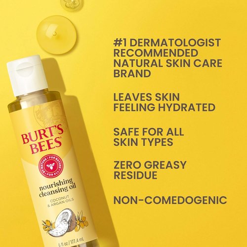 Burt's Bees Nourishing Cleansing Oil - Coconut & Argan Oils for Normal to Dry Skin | 6 Fl. Oz.