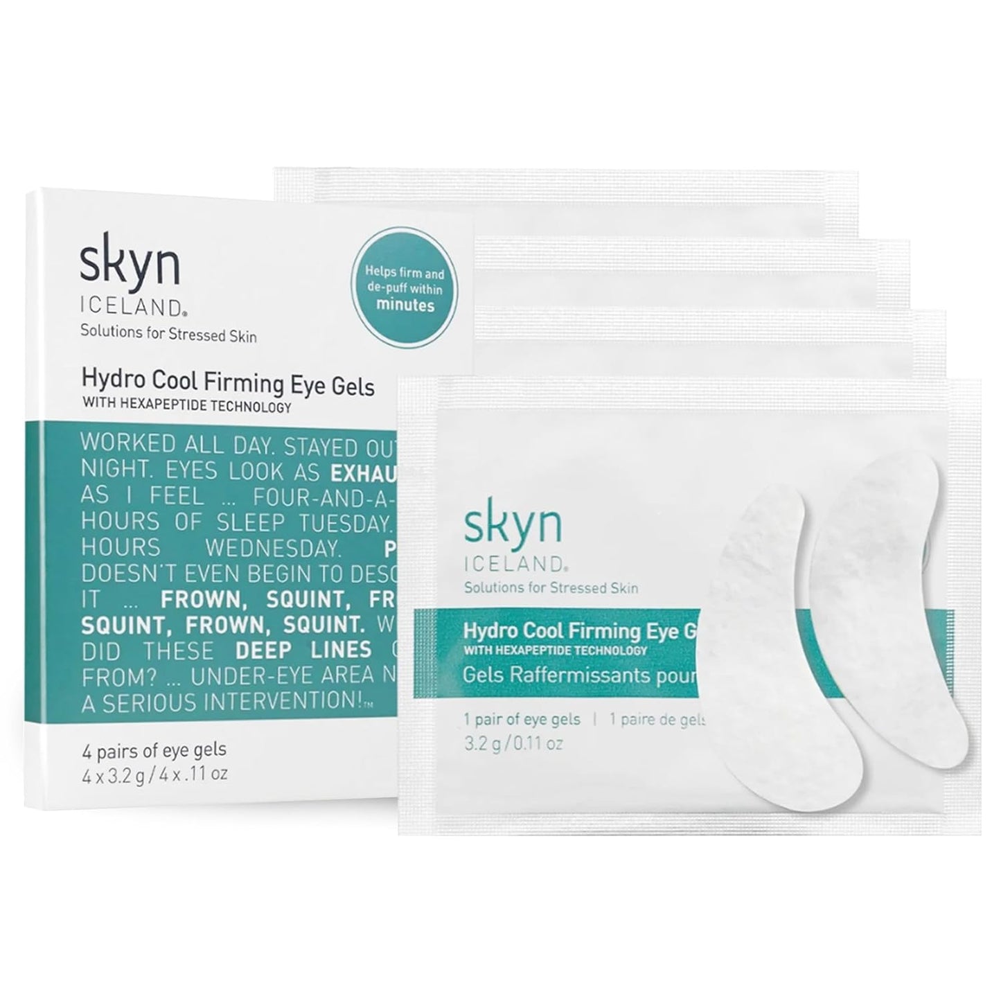 Skyn ICELAND Hydro Cool Firming Eye Gel Mask - Reduce Dark Circles & Puffiness | 4 Pairs