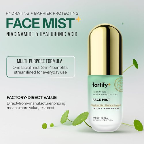 Fortify Skincare Niacinamide & Hyaluronic Acid Face Mist - 3-in-1 Hydrating & Soothing Spray - 2.87 Oz