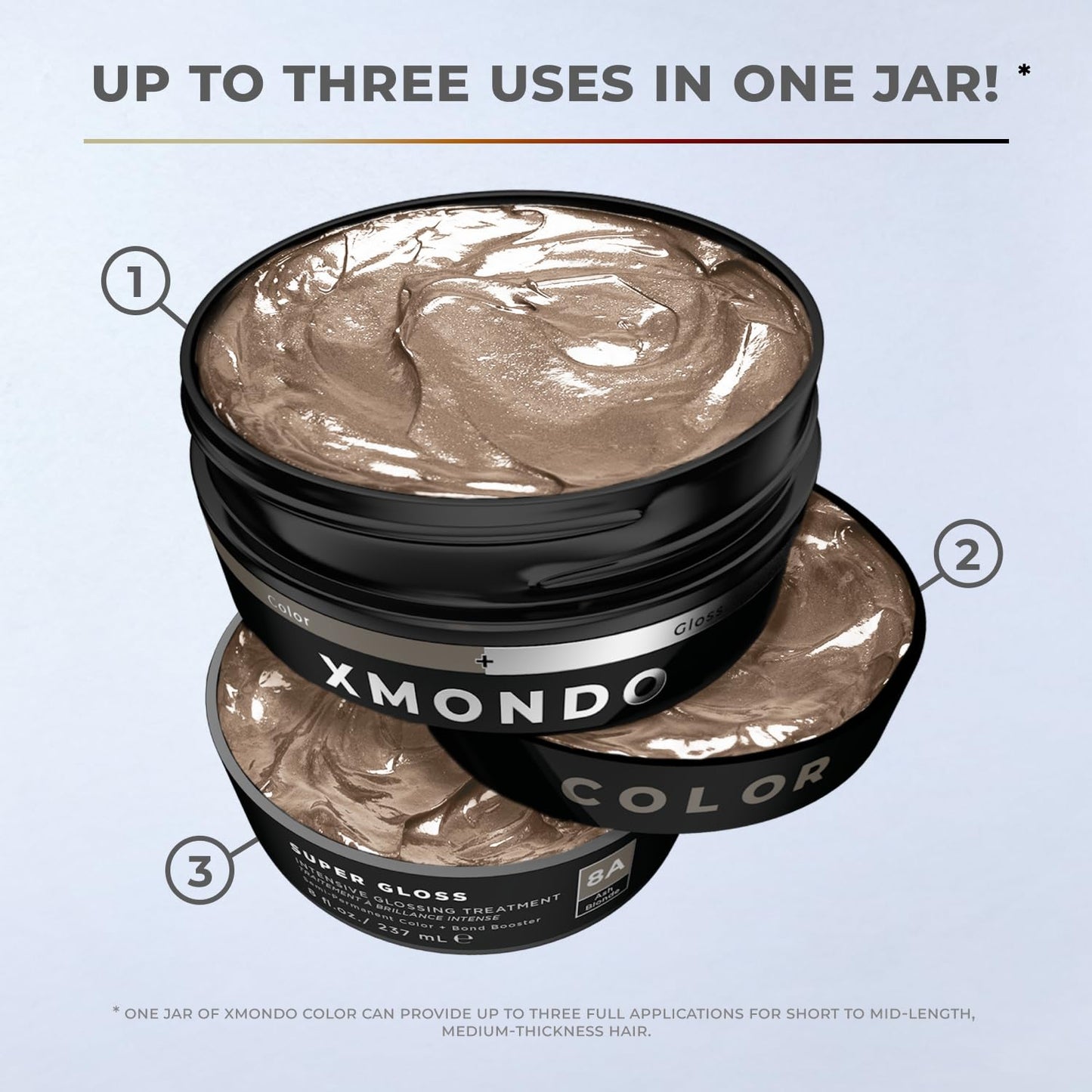 XMONDO Ash Blonde Color Depositing Mask - Nourishing Semi-Permanent Hair Dye, 8 Fl Oz | Vegan Formula