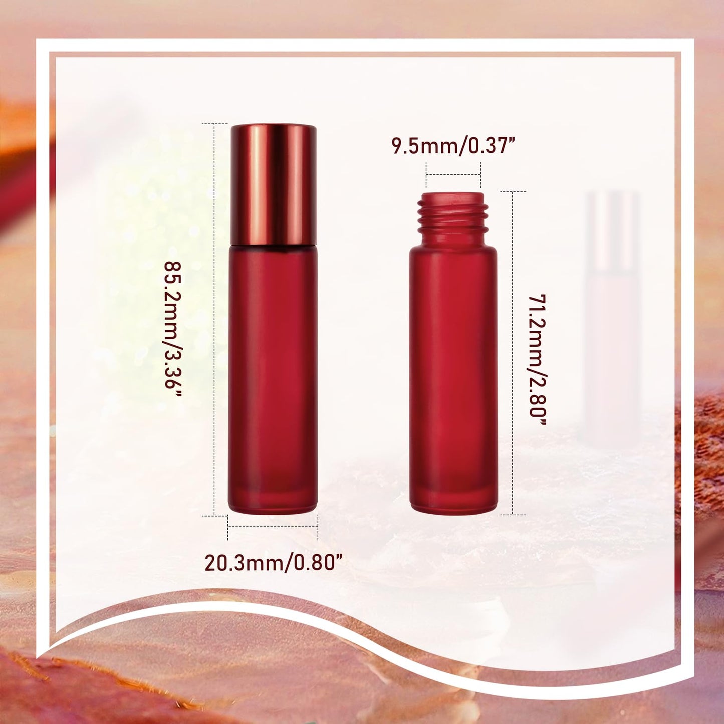 Kesell Empty Essential Oil Roller Bottles, 10 ml Glass Roll-on Bottles with Stainless Steel Roller Balls, Pack of 10