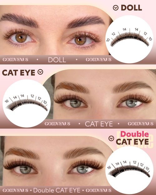 Goddvenus Brown Wispy Lash Clusters Kit Natural Cluster Eyelash Extensions Kit False Eyelashes Clusters Fluffy DIY Individual Lash Extensions Kit C Curl