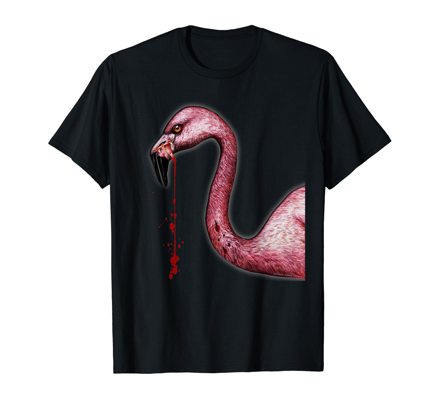 Scary Blood Dripping Vampire Flamingo with Fangs Halloween T-Shirt