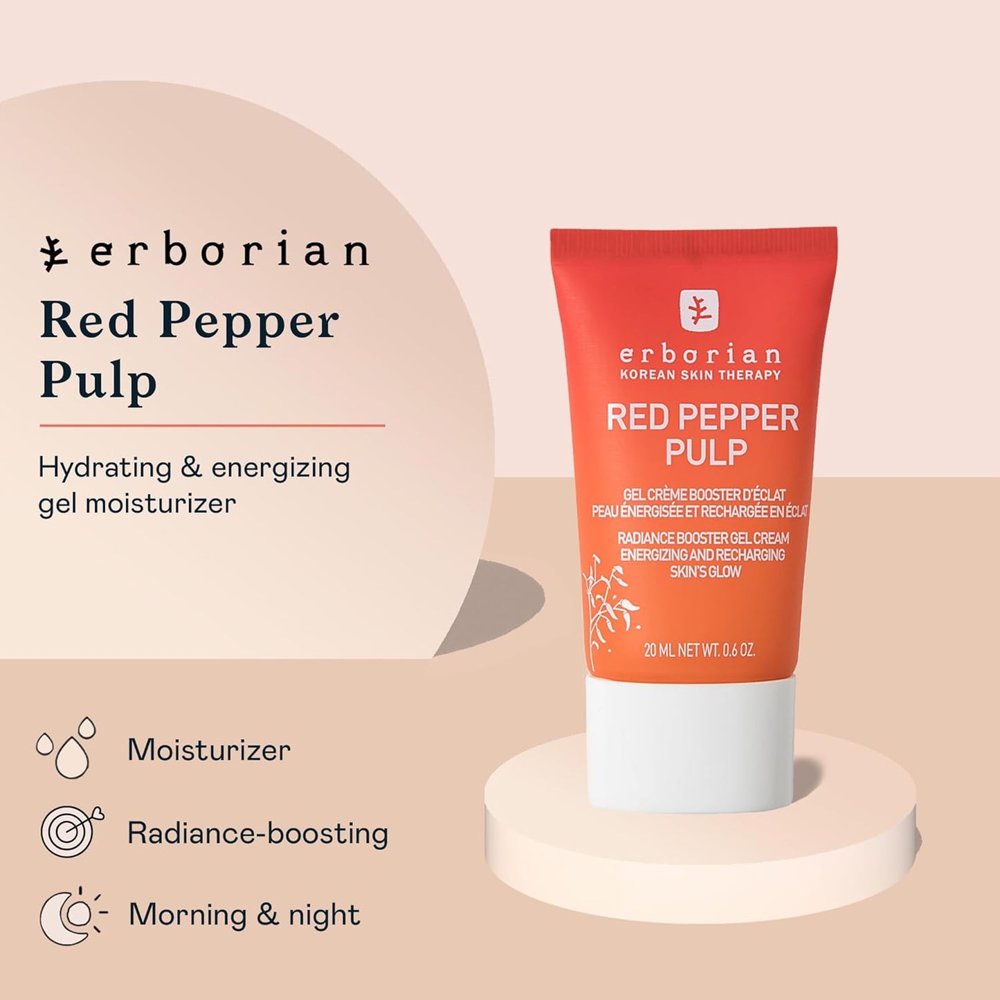 Erborian Red Pepper Pulp Gel - Hydrating & Energizing Facial Moisturizer for Bright, Refreshed Skin - Korean Skincare