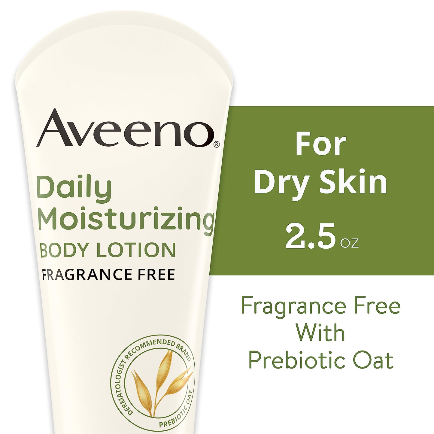 Aveeno Daily Moisturizing Body Lotion, Body Lotion for Dry Skin with Prebiotic Oat, Paraben Free, Fragrance Free, Non-Greasy, Non-Comedogenic Moisturizer, 18 FL OZ
