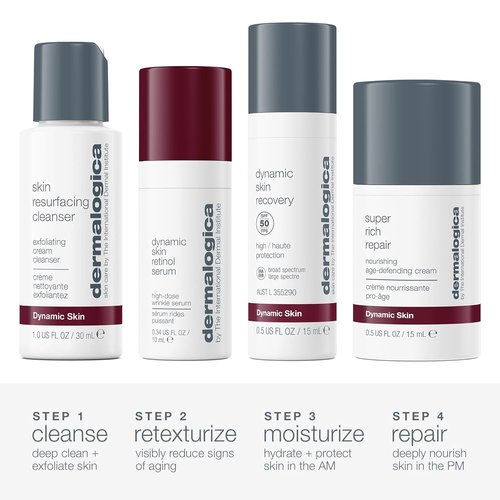 Dermalogica Anti-Aging Skincare Solutions Kit - Travel Size Face Cleanser, Serum, Moisturizer with SPF