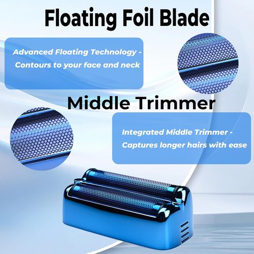 BaBylissPRO Replacement Shaver Foil & Cutter Heads - 2-Pack for FXONE BlackFX Double Foil Shaver | Durable Blue Design