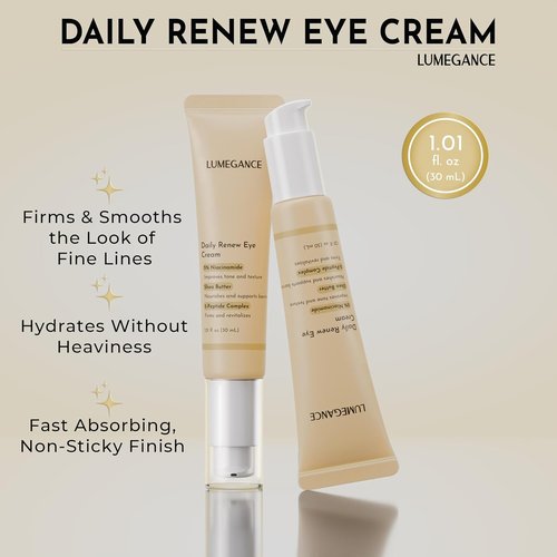 Lumegance Daily Renew Eye Cream - 5% Niacinamide & 5-Peptide Complex for Dark Circles | 30ml Hydrating Formula