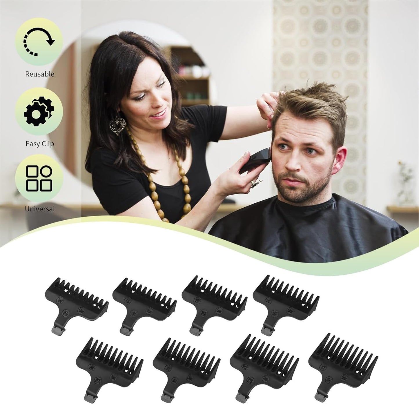 Wahl 8-Piece Replacement Comb Set | Compatible with 40mm Detachable T-Blade Trimmers