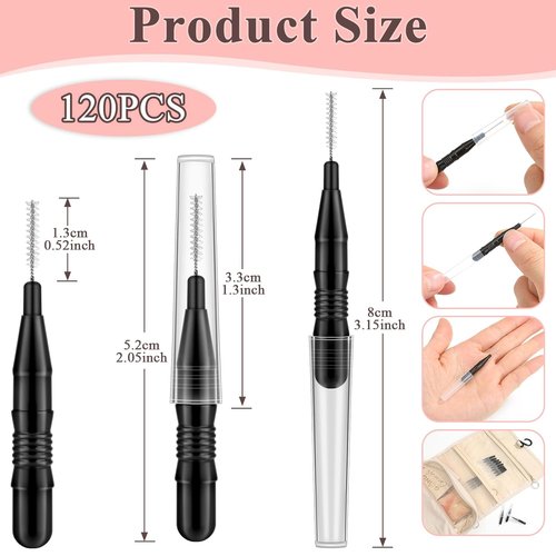 MAPVOLUT Micro Eyebrow Brush Set - 120 Pcs Brow Lamination & Lash Tint Tools with Caps