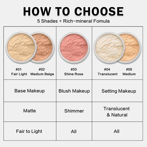IONSGAKO Mineral Powder Foundation - Lightweight Buildable Coverage for Natural Makeup | 0.35 oz (Fair Light)