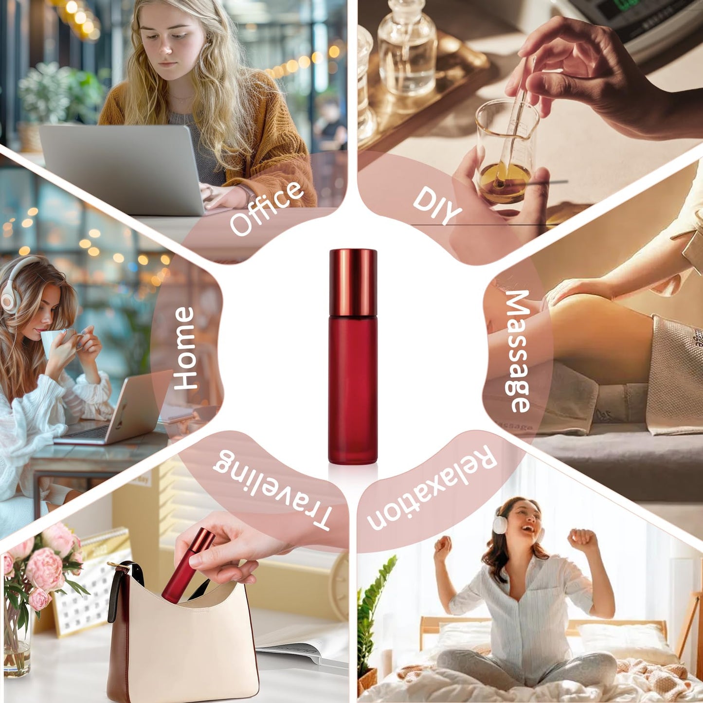 Kesell Empty Essential Oil Roller Bottles, 10 ml Glass Roll-on Bottles with Stainless Steel Roller Balls, Pack of 10