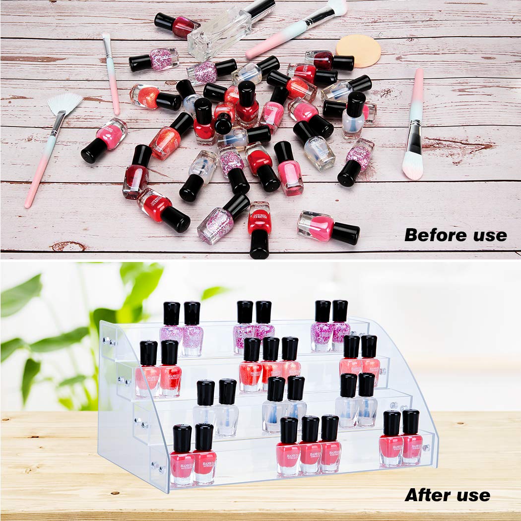 KINGROW Acrylic Nail Polish Organizer 48 Bottles of 4 Layers Display Rack Storage Essential Oils Rack Holder Jewelry Makeup Organizer