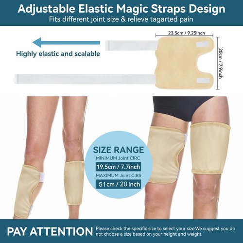 Taoscare 2 Pack Castor Oil Pack Wrap, Castor Oil Wrap for Knee Elbow Arm& Thigh, Reusable & Washable Organic Cotton Patch, Castor Oil Compress Pads with Adjustable Velcro Elastic Strap