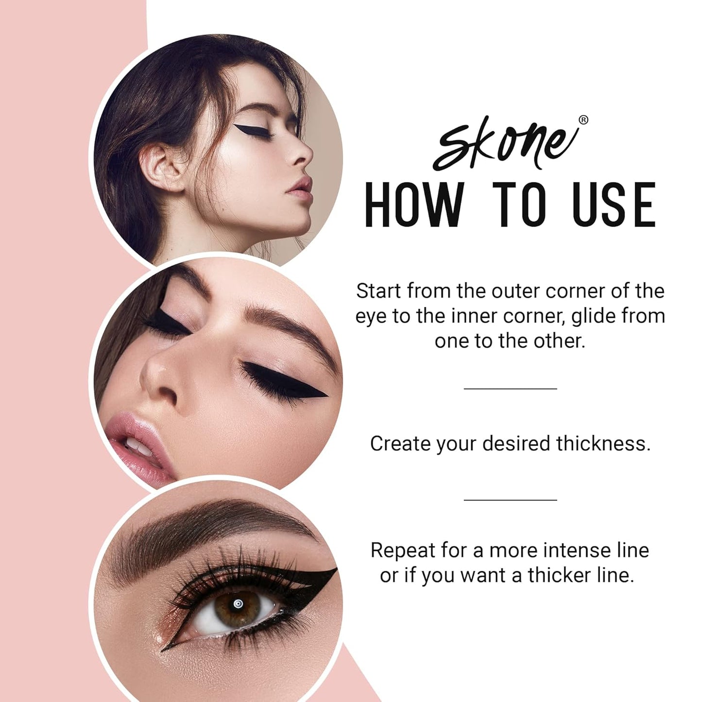 Skone Waterproof Liquid Eyeliner - Long-Lasting, Smudge-Proof Formula - Intense Jet Black (0.07oz)
