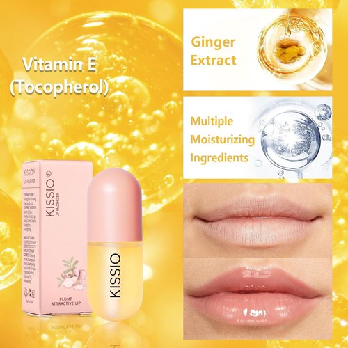 KISSIO Lip Plumper - Natural Hydrating Gloss for Fuller Lips | Moisturizing 5.5ml Formula