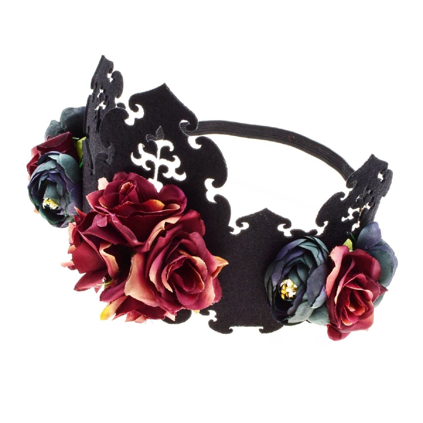 Love Sweety Halloween Vintage Crown Rose Headband Gothic Floral Headpiece (Crown)