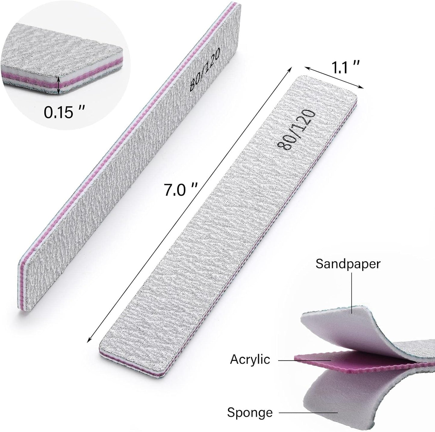 Skiennix Nail Files - 25 Pcs Double-Sided Emery Boards for Acrylic Nails | Professional Manicure Tools