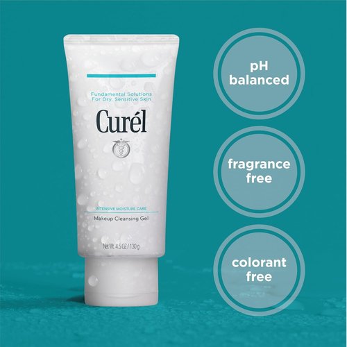 Curel Cleansing Gel - Waterproof Eye Makeup Remover & Gentle Facial Cleanser for Sensitive Skin | 4.5 Oz