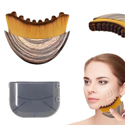 ANGEO Lymphatic Contour Face Brush - Soft Bristle Massager for Facial Sculpting & Lymphatic Drainage