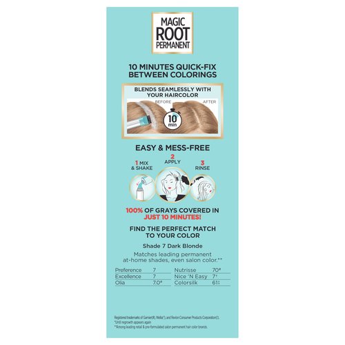 L’Oréal Paris Magic Root Permanent Hair Color, 10 Minute Root Coloring Kit with 100% Gray Hair Coverage, 7 Dark Blonde, 1 Count