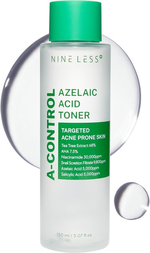 Nineless A-Control Azelaic Acid Toner - Pore Refining & Soothing for Acne-Prone Skin | 5.07 fl. oz