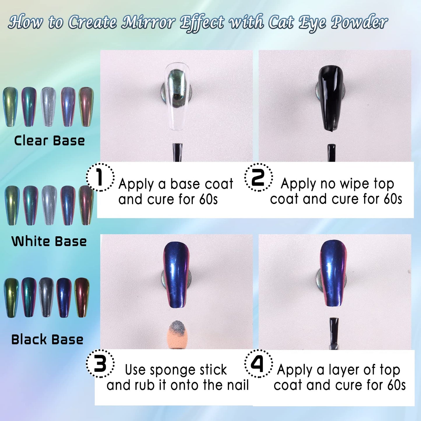 Laza Cat Eye Chrome Nail Powder Chameleon Magnetic Powder 9D Cat Eye Effect Mirror Effect Pigment Dust Magic Galaxy Holographic Effect Glitter with Magnetic Stick for Velvet Nail Art - Gold Jadeite