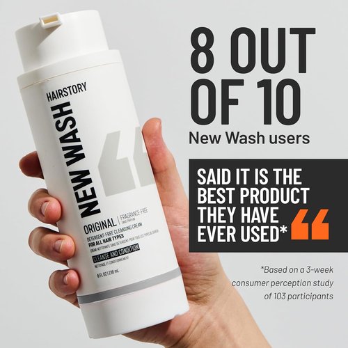 Hairstory New Wash Original - Fragrance-Free, Sulfate-Free Shampoo & Conditioner for Sensitive Scalp | 8 Fl Oz Refillable Bottle