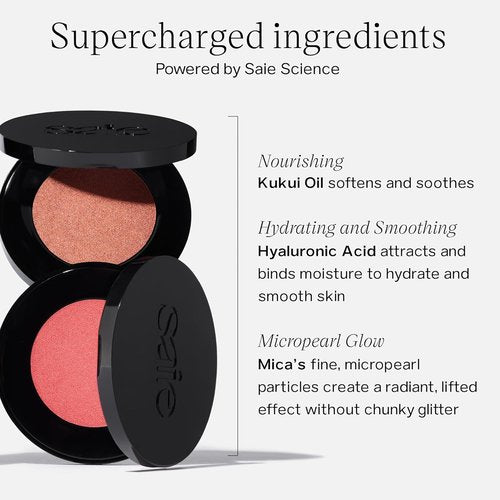 Saie Glow Sculpt Multi-Use Highlighter & Cream Blush - Lightweight Formula with Hyaluronic Acid & Micropearl - Quartzglow (.02 oz)